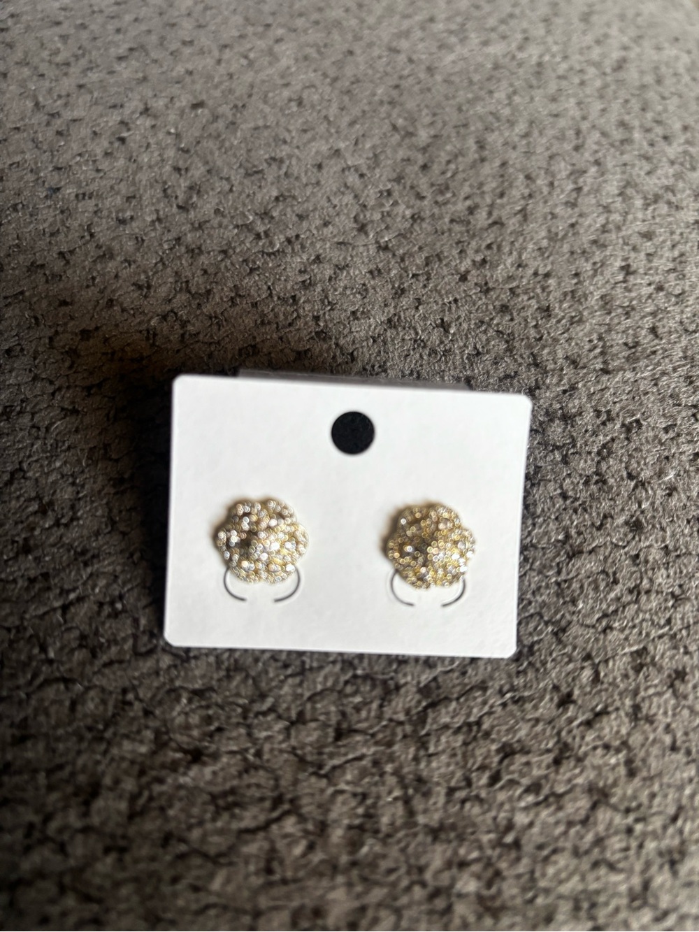 Gold Crystal Rose Cluster Post Stud Earrings. Gold Laminated.
